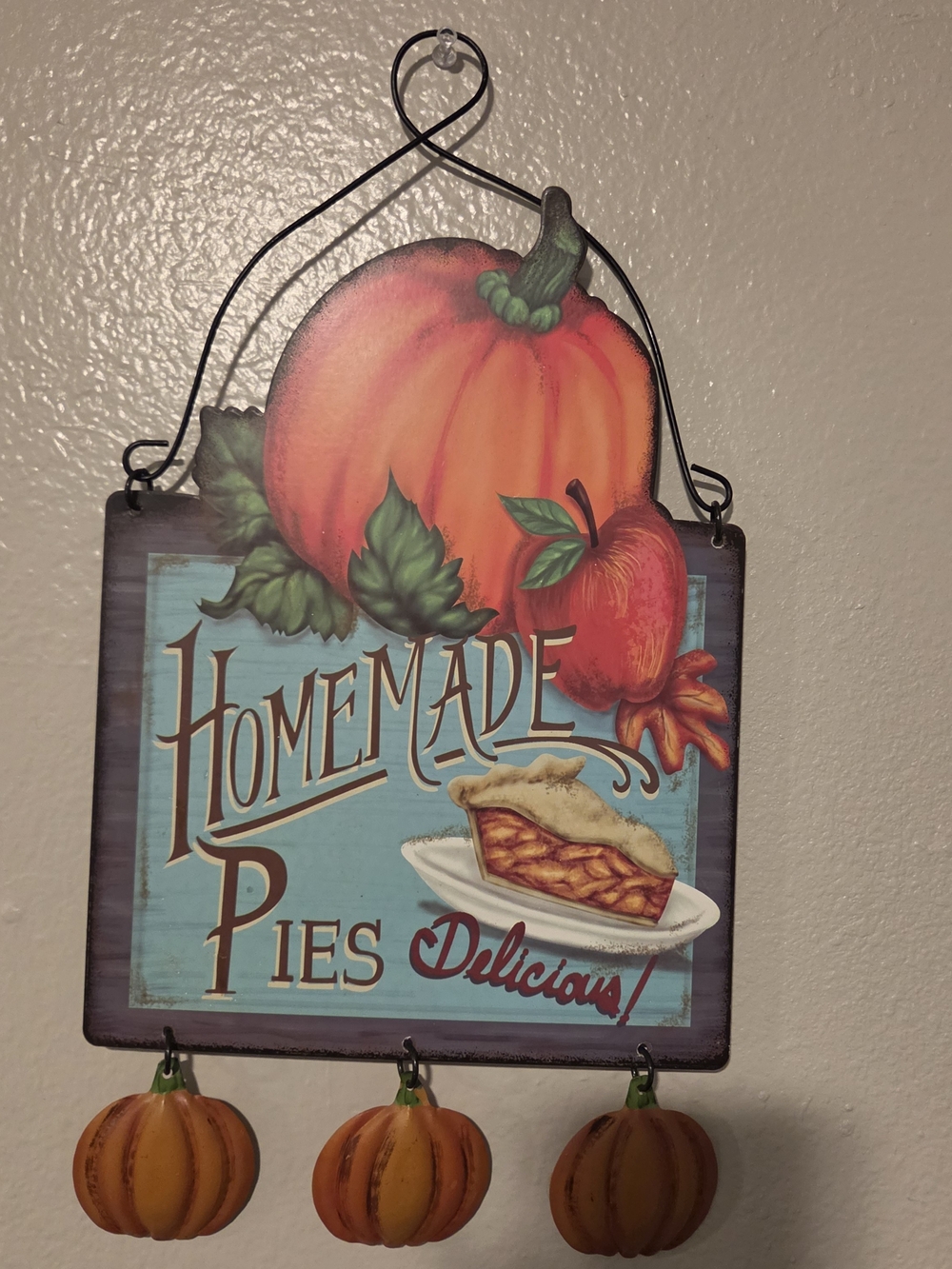 Homemade Pies Wall Hook Sign - Orange Pumpkin Design